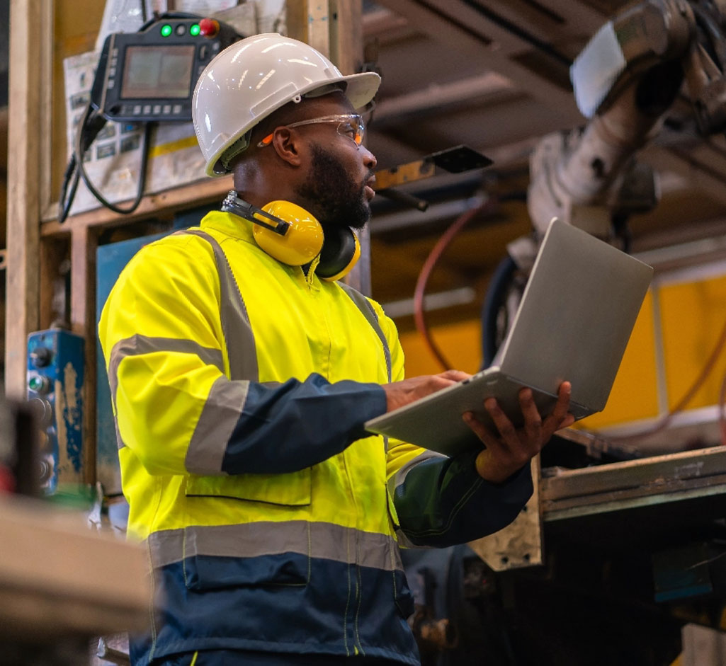 Employe taking readings