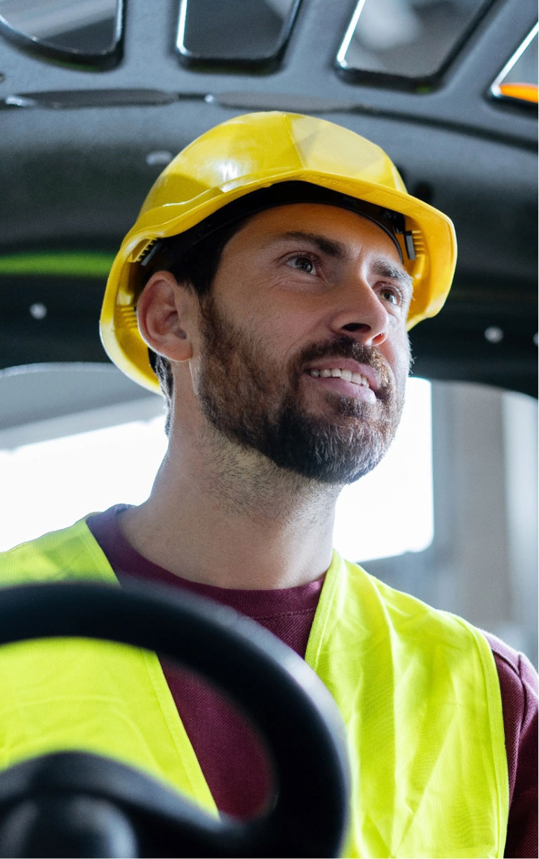 Worker in safety jacket