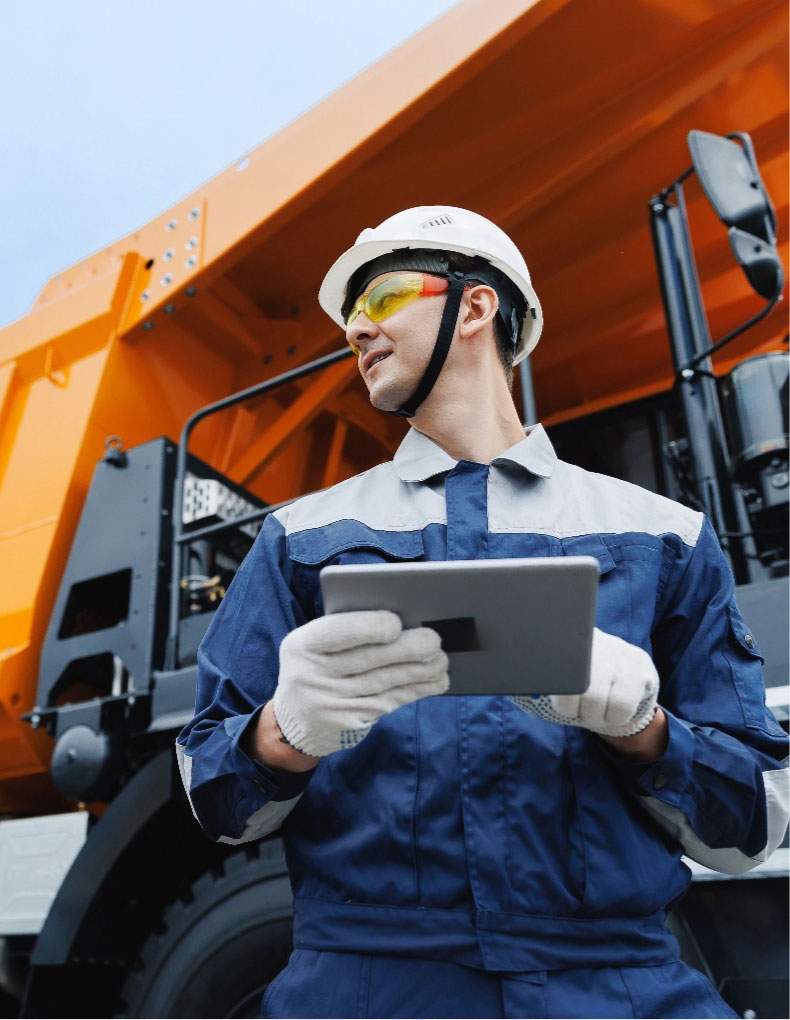 Employee on site analysing