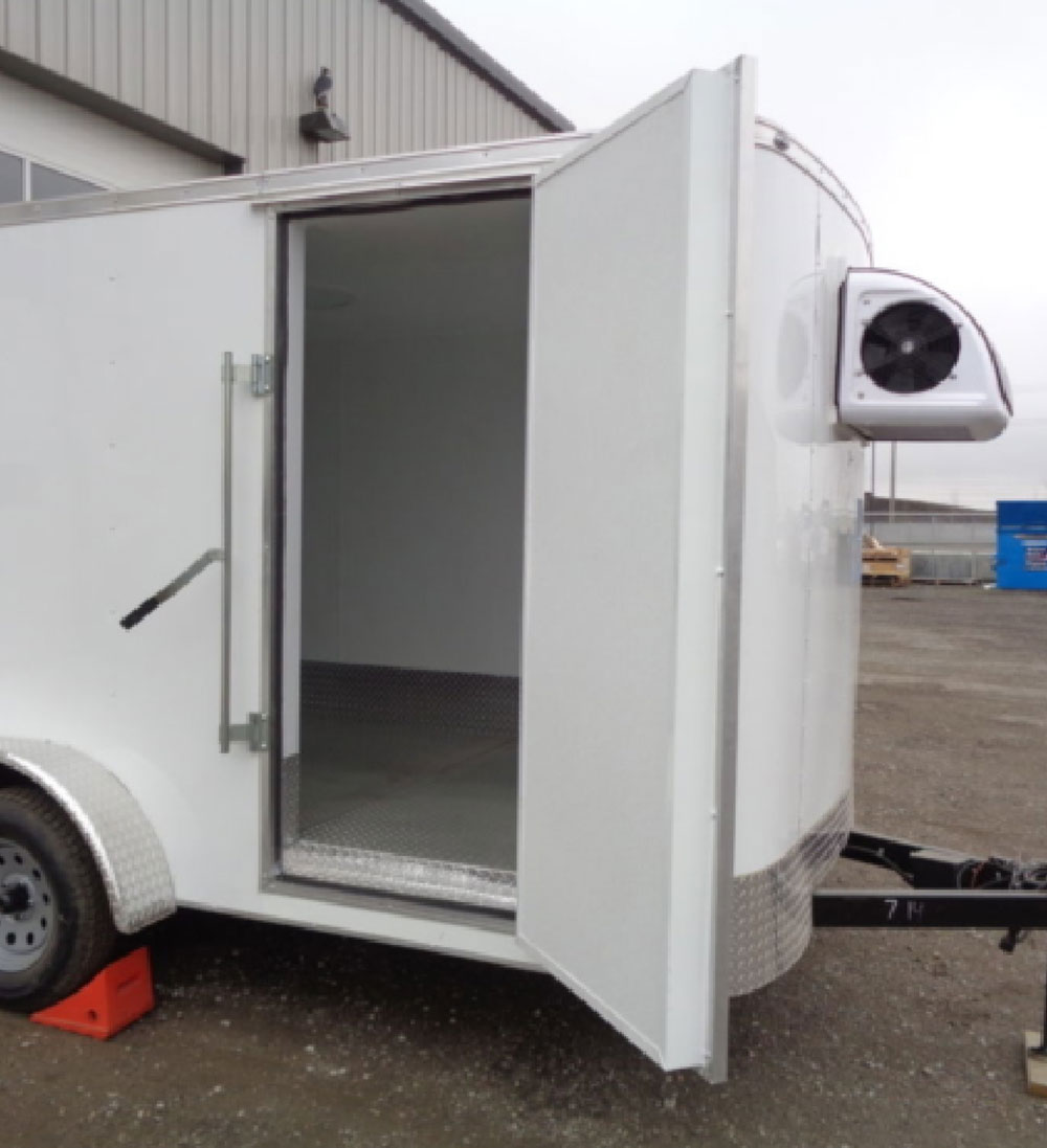 Opened custom trailer